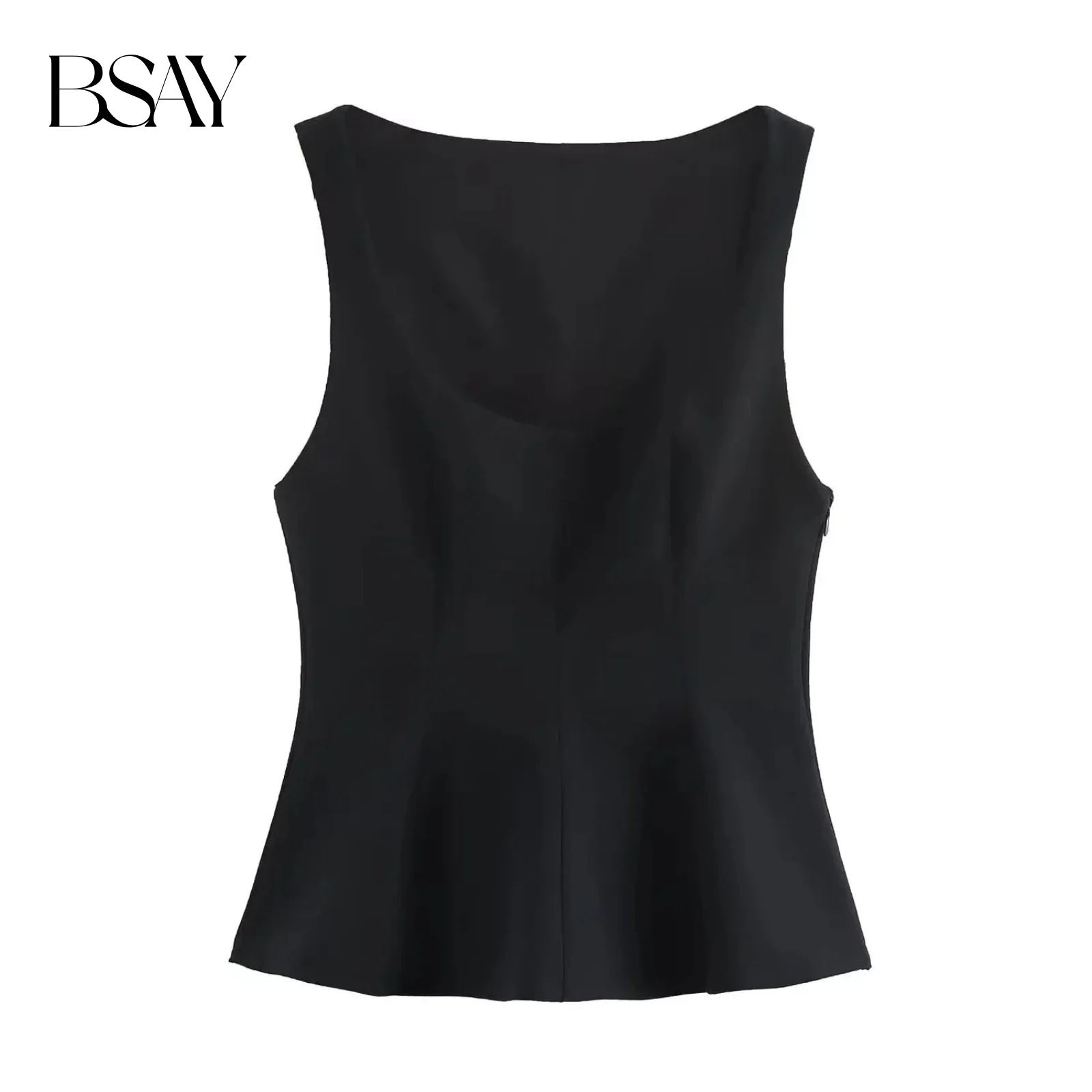 BSAY Top for Women Fashion Autumn Winter New Side Zip Skirt Style Blouse Street Clothing Vest Tank Chic Ladies Crop Tops Mujer
