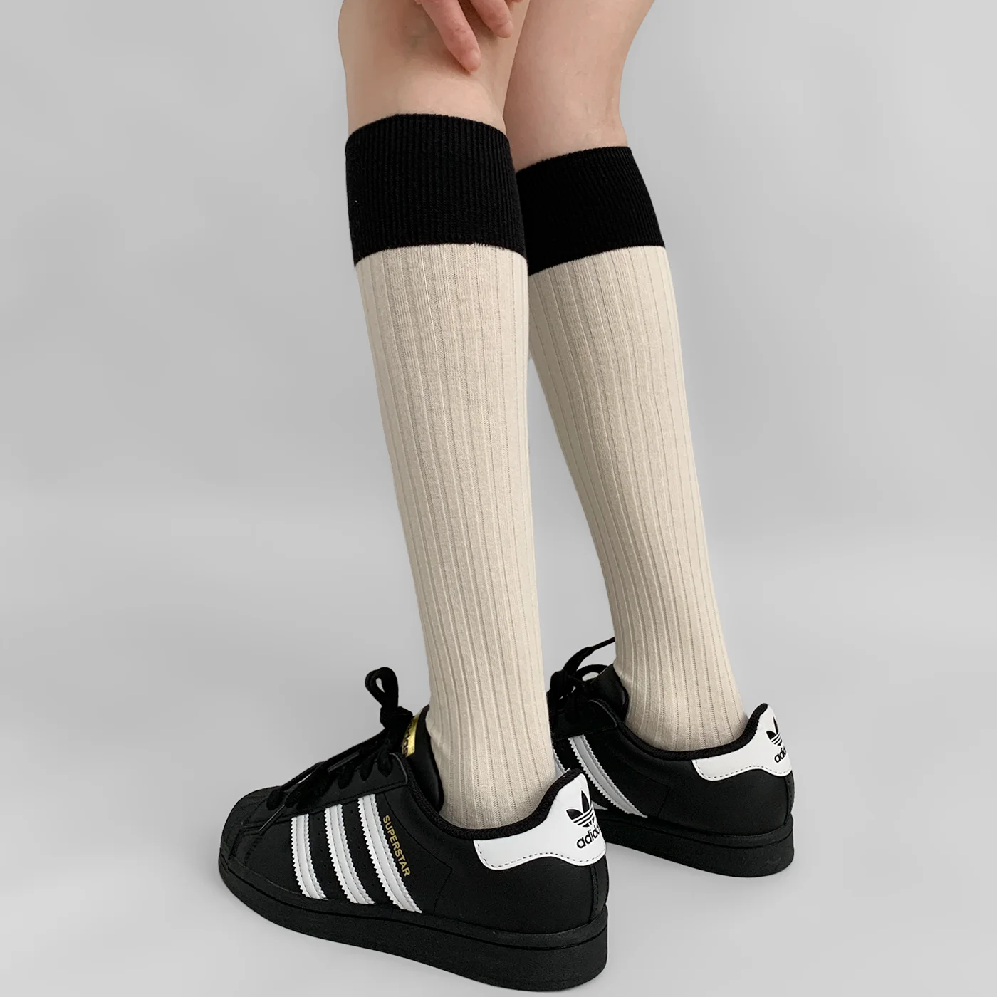 

Women's Stockings Color Matching Knitted Cotton Long Socks Stockings Women JK Japanese Fashion School Girls Knee Socks Stockings