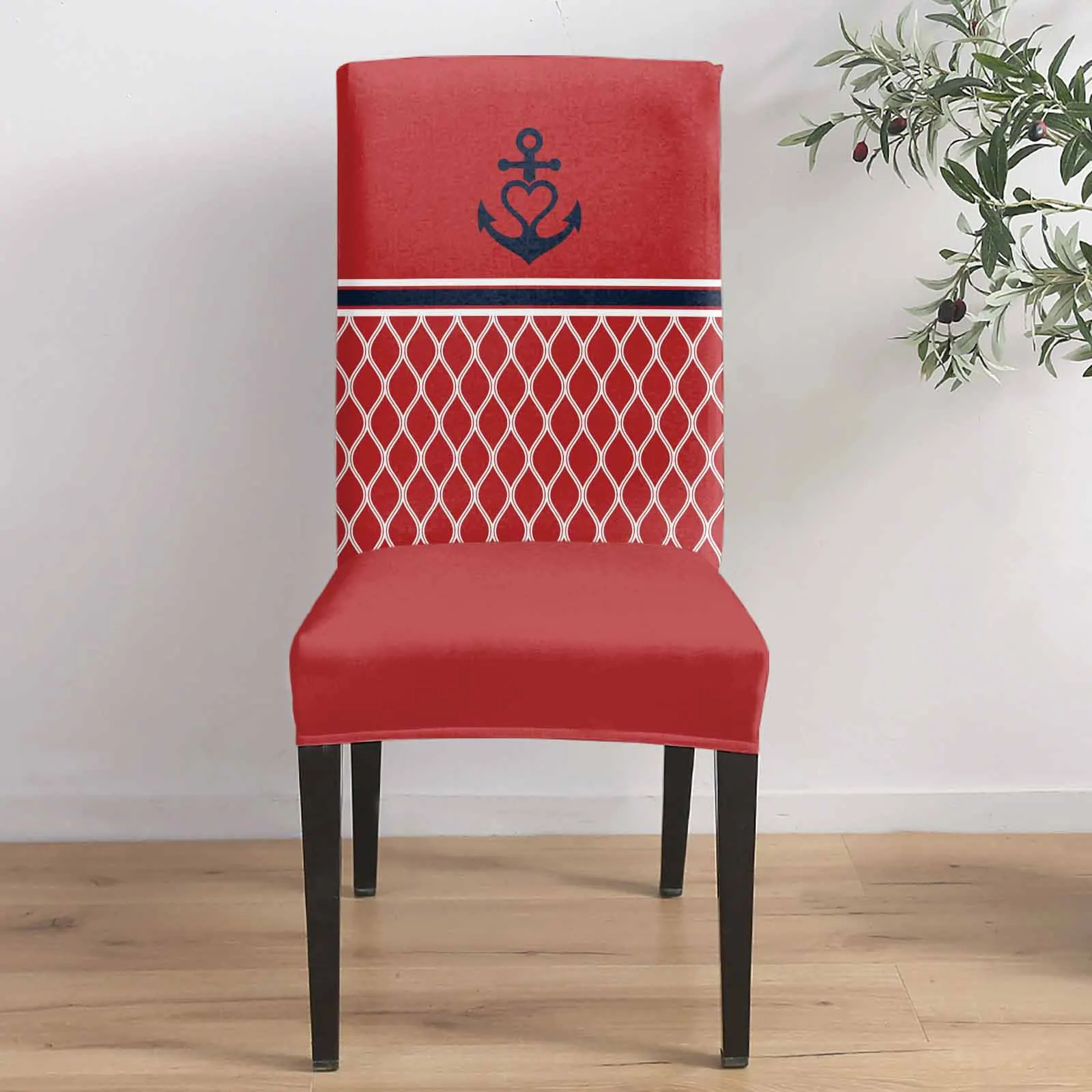 

Vintage Red Anchor Marine 4/6/8PCS Spandex Elastic Chair Case For Wedding Hotel Banquet Dining Room