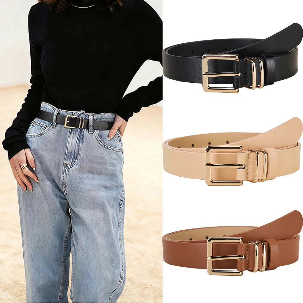 Neue Stil frauen Platz Pin Schnalle PU Gürtel Einfache frauen Passenden Denim Rock Gürtel Modische frauen Bankett geschenk Großhandel