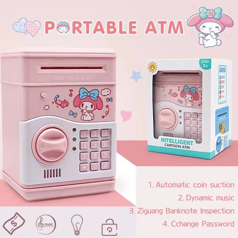 Sanrio Cinnamoroll Kuromi Piggy Bank Night Light Money Saving Box Cute Creativity Simple Multifunction Portable for Kids Gifts