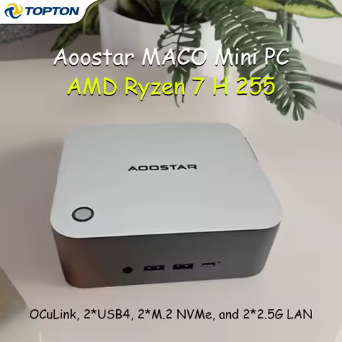 Aoostar MACO Mini PC Gamer, AMD Ryzen 7 H 255, OCuLink 2*USB4 2*NVMe 2*2.5G LAN, Mini Gaming Computer, Small Desktop PC, NUC