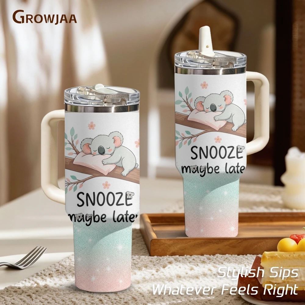 Nah Not Today Sleepy Koala Vacuum Flasks 40oz 3rd Gen Vacuum Insulated Stainless Steel Tumbler Cup With Handle Straw Lid