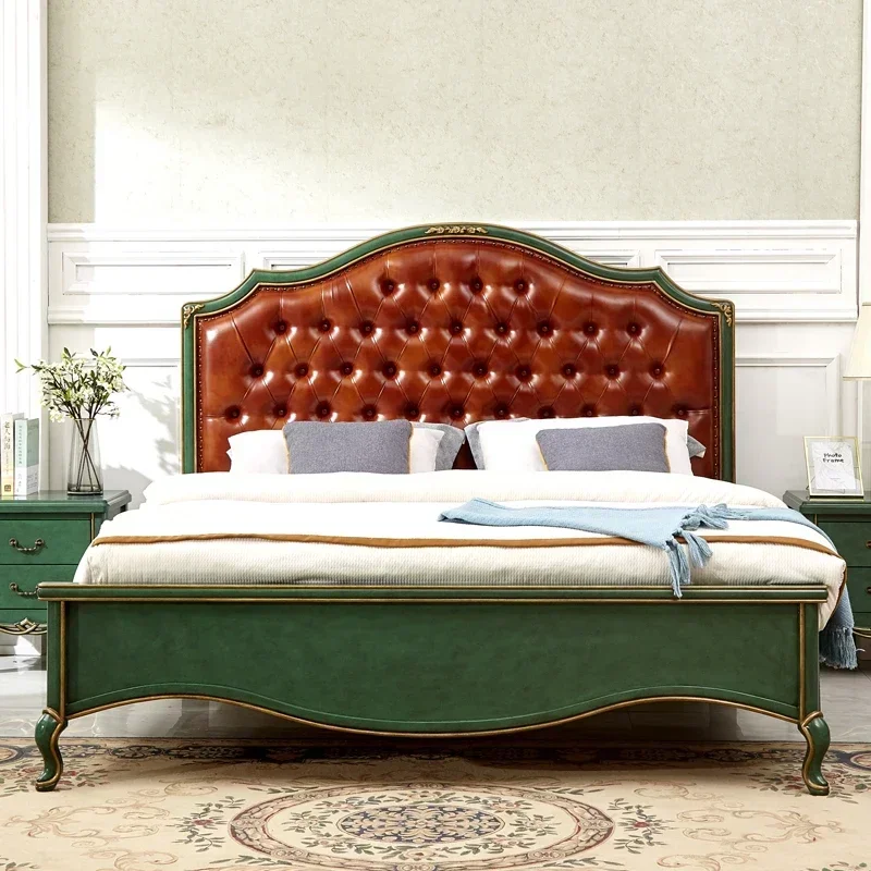 Massivholzbett, Doppel-Ehebett, einfaches Hauptschlafzimmerbett, 1,8 m, 1,5 m, leichter Luxus