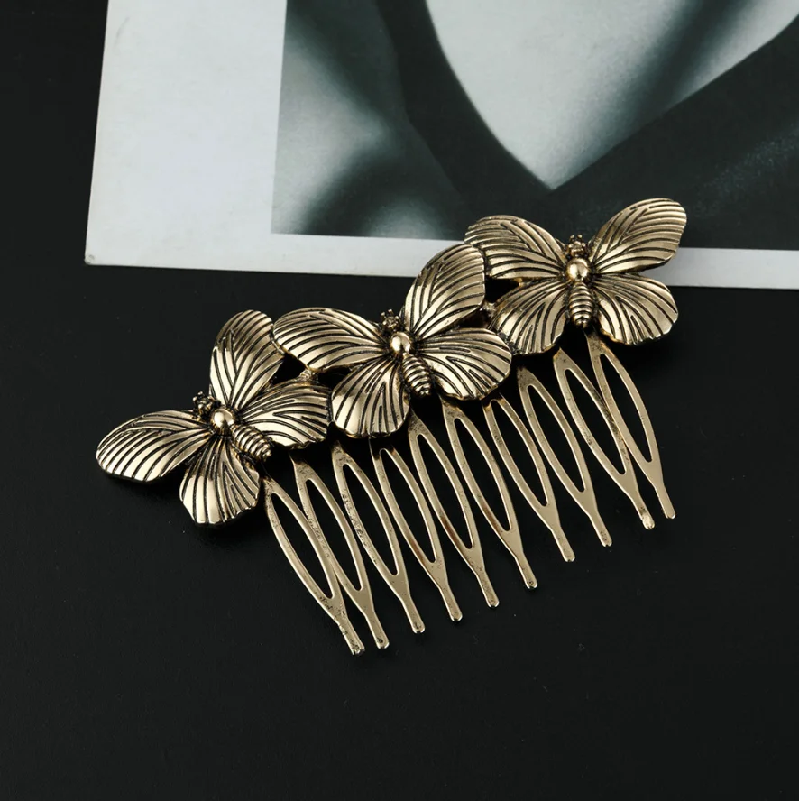 Women Hair Comb Metal Butterfly Bridal Hair Pins Clips Ornaments Fashion Jewelry Wedding Hair Accessories Headdress Wholesale