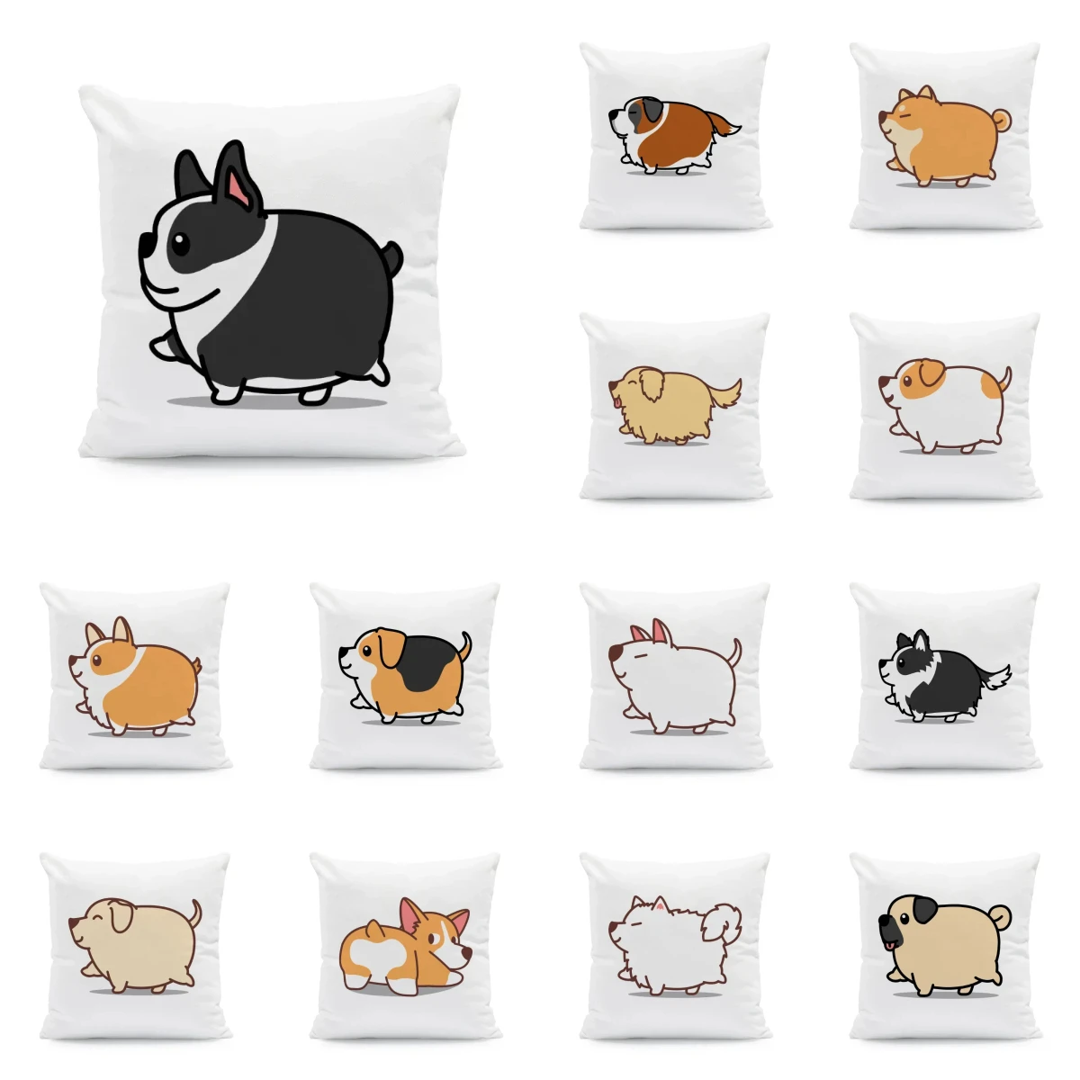 

Funny Corgi Pillowcase Birthday Gift Holiday Printed Sofa Cushion Cover Home Car Bedding45x45cm 18x18Inch