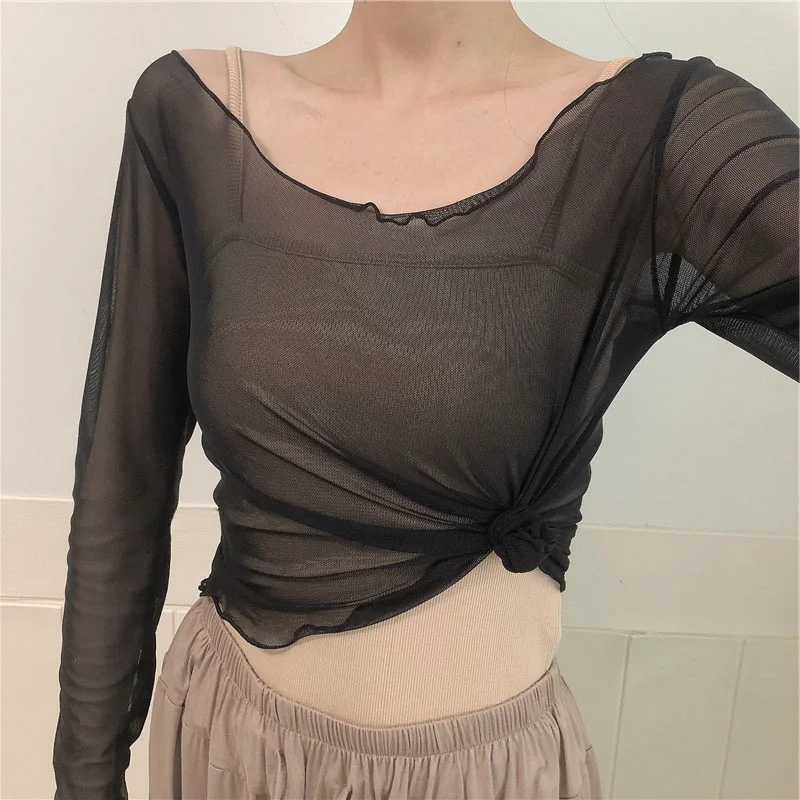 

Lightweight Draped Lyocell Long Sleeve Yoga Cover up Top Dance Practice Wear Sun Protection Shirt Women's Fashion Summer 2023