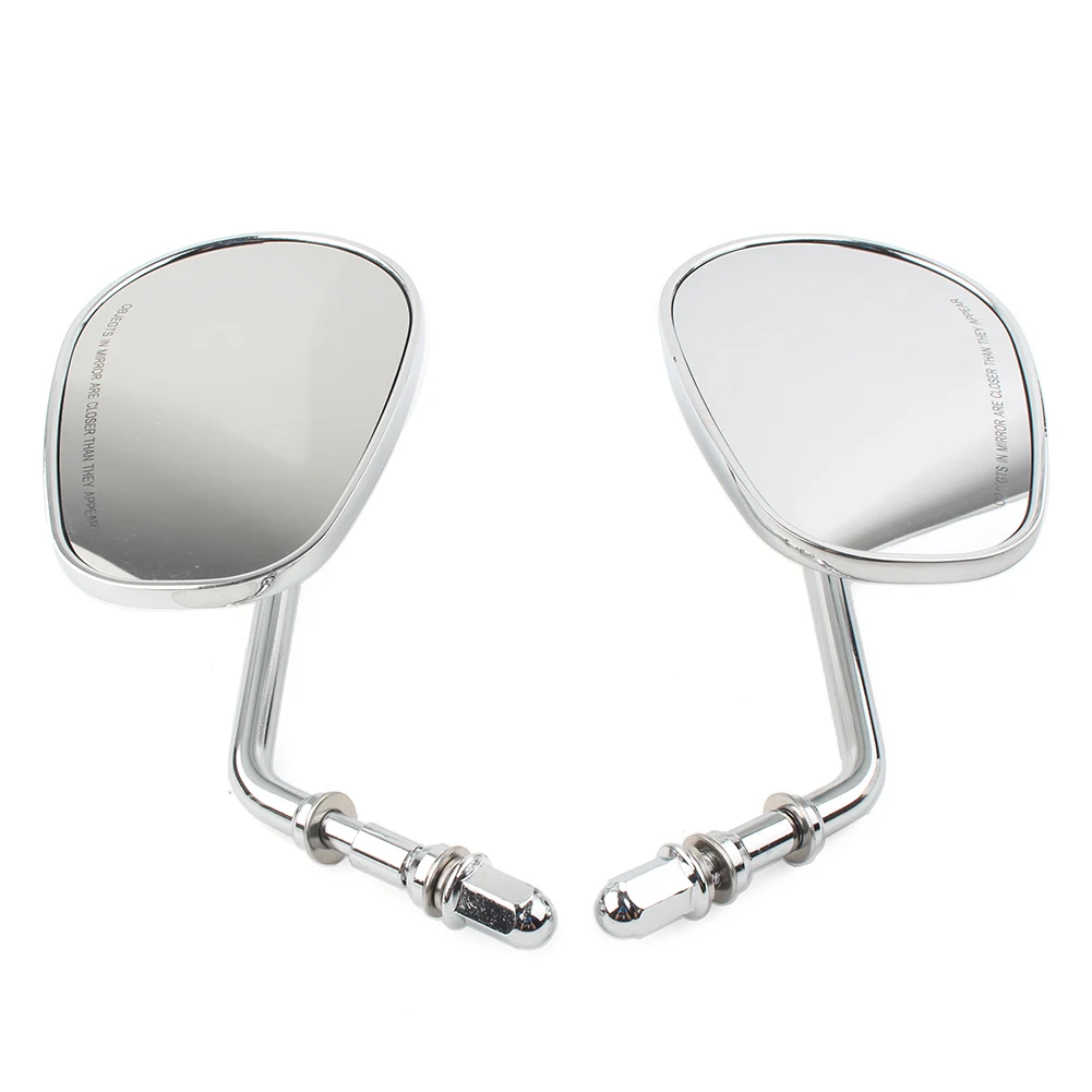 1Pair Chrome Motorcycle Teardrop Short Stem Rearview Mirrors For Harley Softail Breakout Sportster Electra/Road Glide FLHT FLSTF