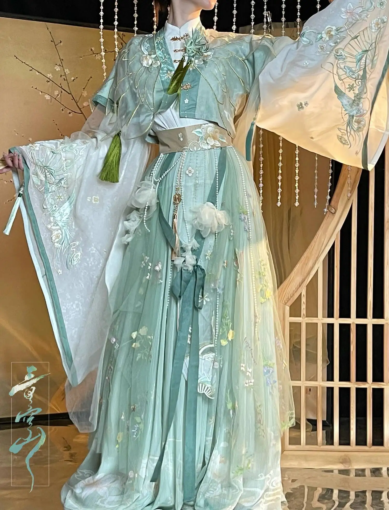 

TGCF Tian Guan Ci Fu Xie Lian Hua Cheng Feng Shi Qing Xuan Cosplay Costume Green Cos Dress Hanfu Full Set