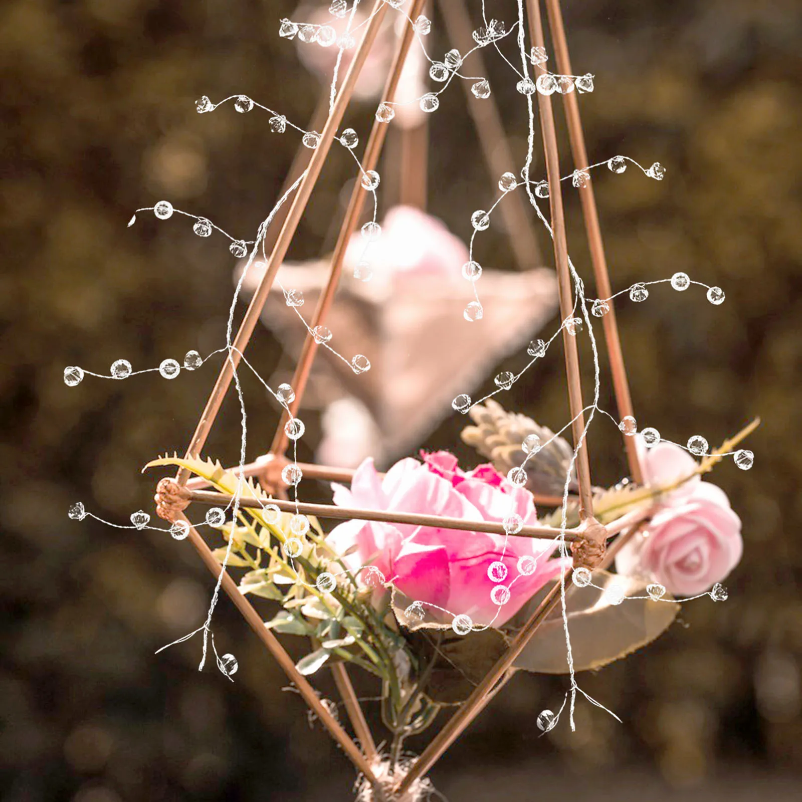 

DIY Clear Teardrop Beads Acrylic Crystal Garland Wedding Home Decor Craft Hanging Ornament Crystal Beads Hanging Decor