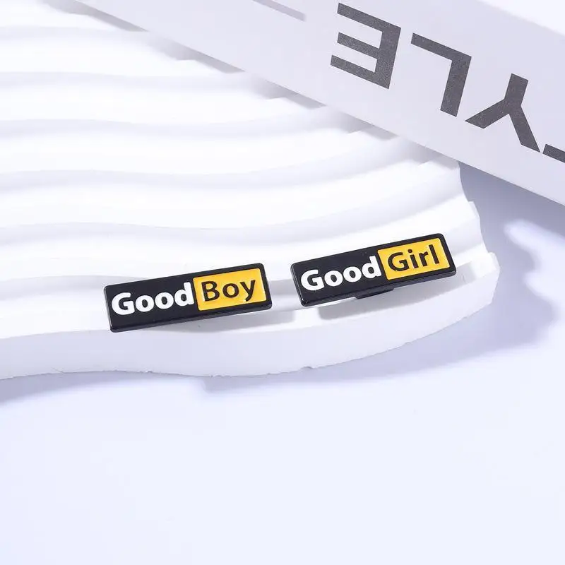 Good Boy & Girl Identity Enamel Pin Fun Unisex Fashion Accessory Daily Wear Jewelry Gift For Friend Stylish Clothing Decoration