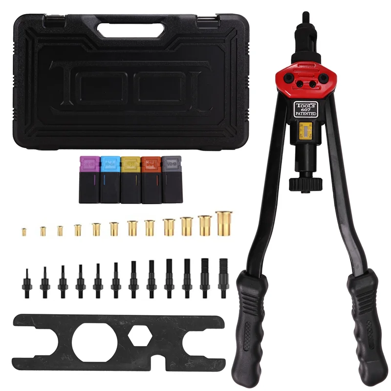 ABPP-Strumento per dadi per rivetti Kit di strumenti per rivetti da 16 pollici con 11 mandrini metrici e SAE Kit di assortimento di dadi per rivetti da 176 pezzi e custodia per il trasporto robusta