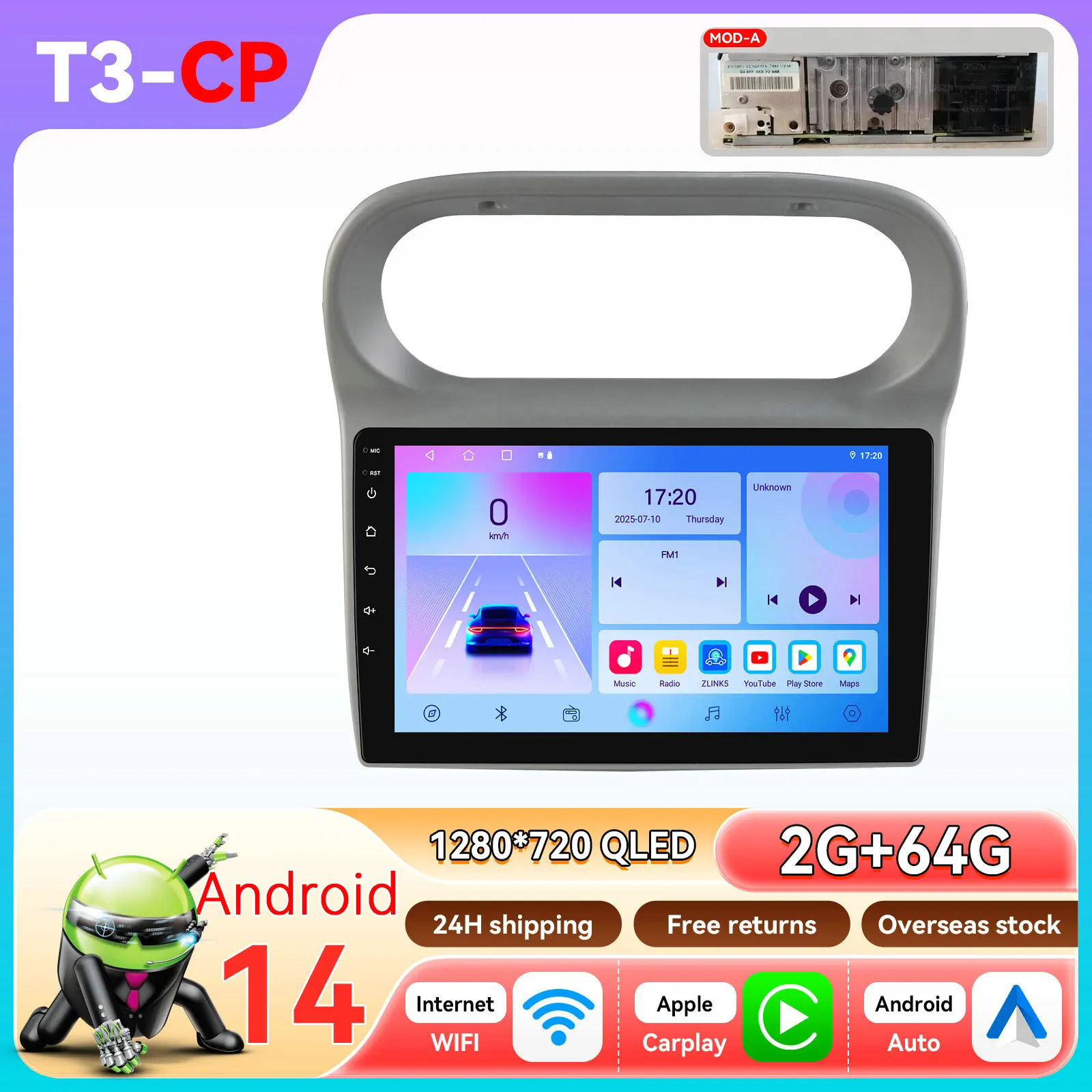 Hizpo 2 Din Android autoradio stereo voor Renault Twingo 2005 - 2013 audio 9 inch scherm draadloze Carplay GPS autoradio multimediaspeler