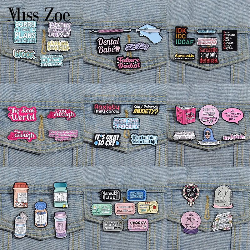 4-6pcs/set Quotes Libretto Enamel Pins Custom Book Club Stamp Brooches Lapel Badges Word Jewelry Gift for Friends