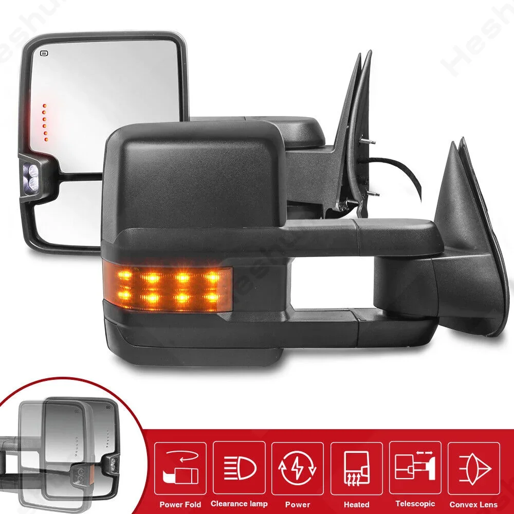 

Pair Tow Mirrors for Chevy Silverado Suburban Tahoe GMC Sierra 1500 2500 3500 HD Yukon XL 2007 -2013 Power Heated Rear Mirror