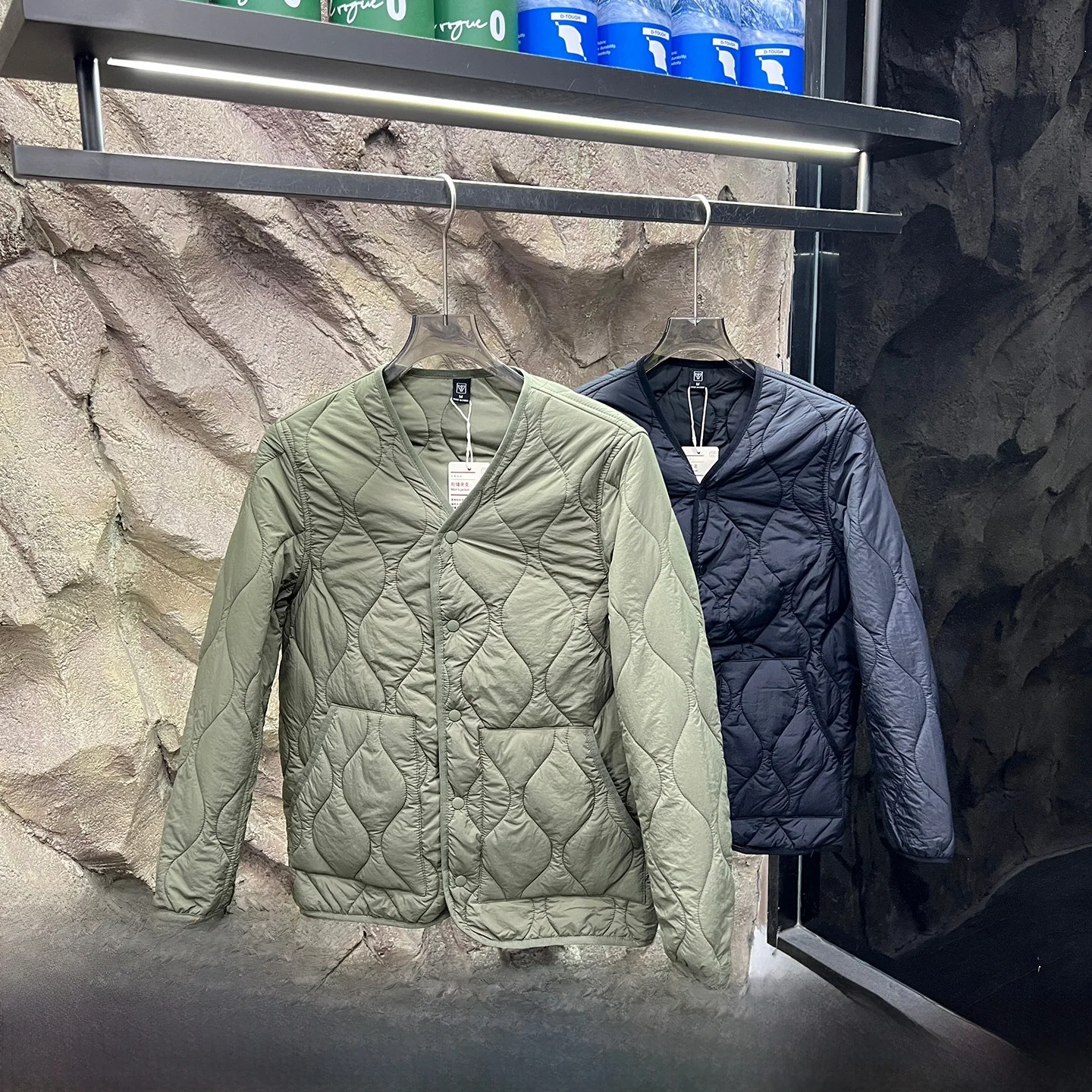 

ex Cotton Jaet V-Ne Design Outdoor Warmth Middle Layer Autumn Winter Stand Fit Long Sve Casual Faionable Coat