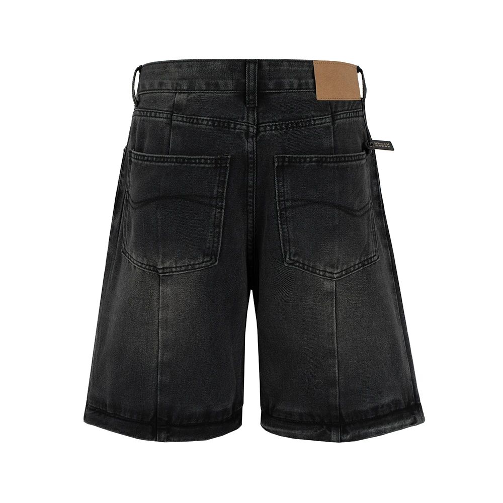 Vintage Washed Distressed Detachable Micro Flared Jeans for Men Streetwear Boot Cut Harajuku Loose Baggy Denim Trousers