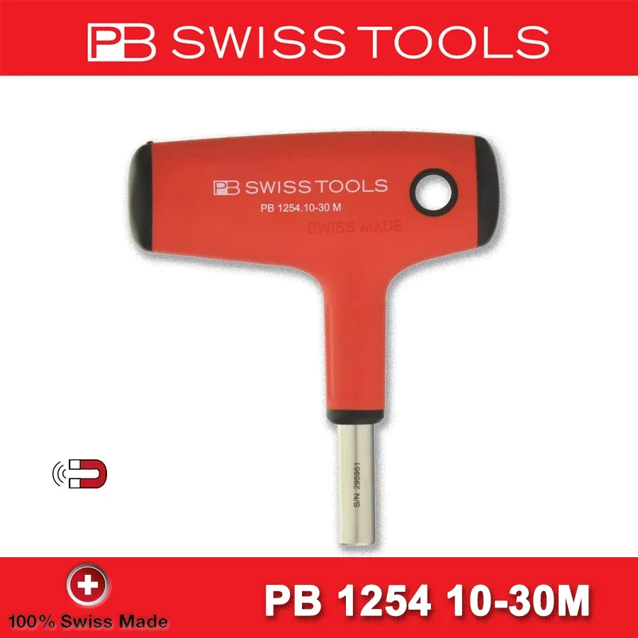 PB SWISS TOOLS Swiss T-Shape Screwdriver Handle Magnetic Interchangeable Bits 1254.10-30 M Powerful Extension Multifunction