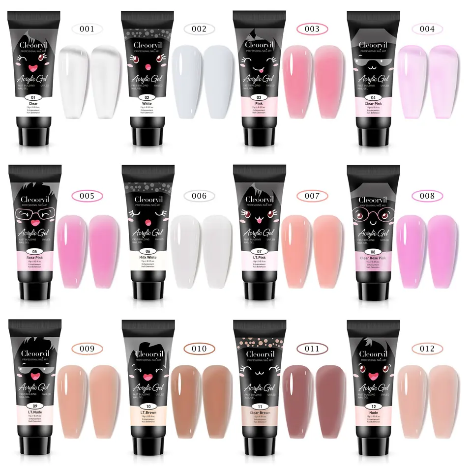 Gel Sólido de Extensión 15ml, Constructor de Uñas, Acrílico Gel Color Cristal Nude, LED UV Polish para Extensión Rápida 3