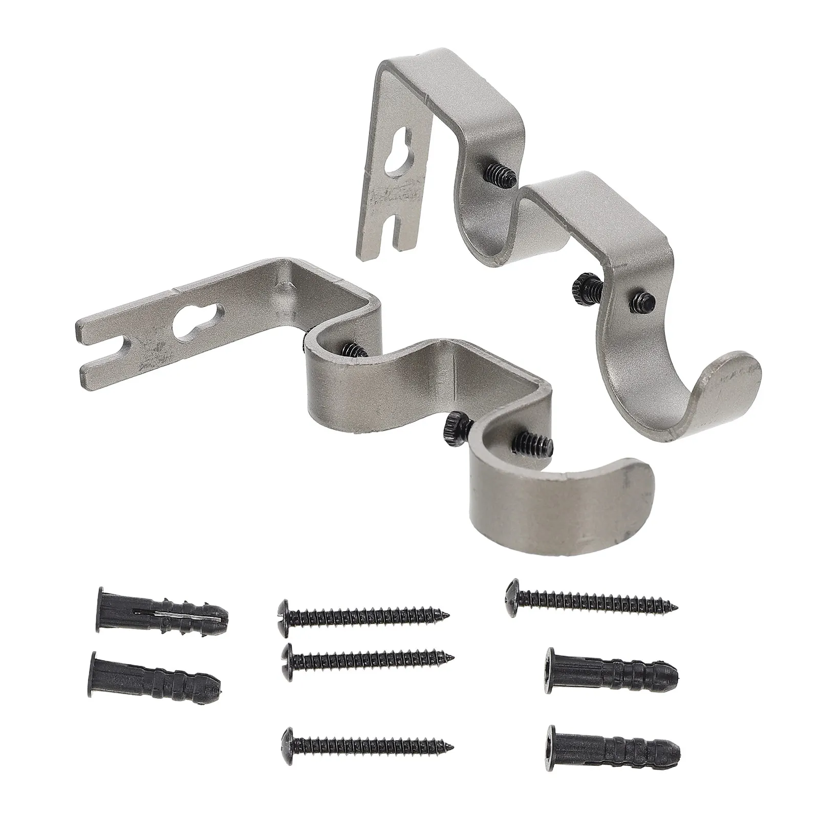 

2 Sets Wall Mount Curtain Rod Bracket Sturdy Iron Heavy Duty Wall Curtain Pole Support Fixing Tool Household Decor Accessory