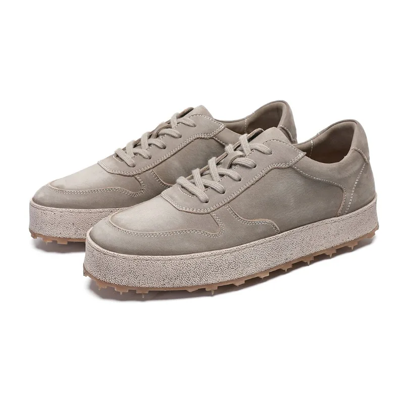 New Thick Baseplate Shoes Washed Cowhide High-end Sense Retro Casual Versatile Sports Outdoor High Men's Sports Sneakers