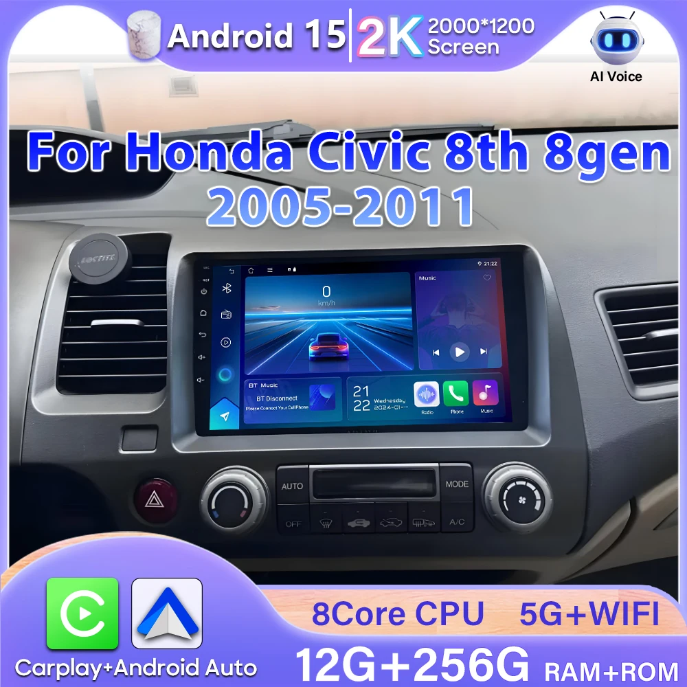 

Android Auto For Honda Civic 8th 8gen 2005-2011 Car Radio Multimidia Player GPS Navigation Carplay Car Intelligent Systems 4G BT