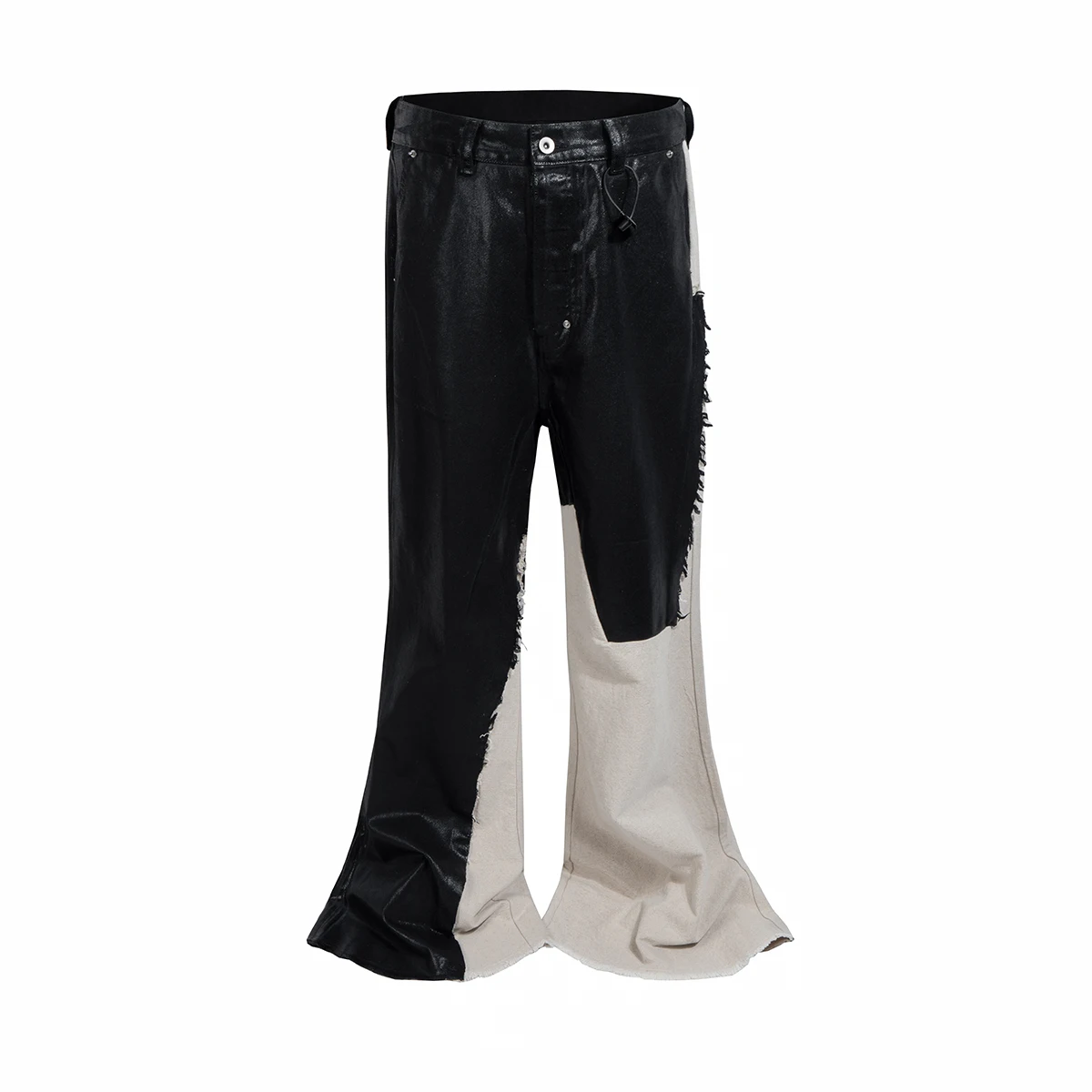Brushed Distressed Deconstructed Flare Pants for Men Patchwork Washed Baggy Jeans Boot Cut Oversized Casual Trousers