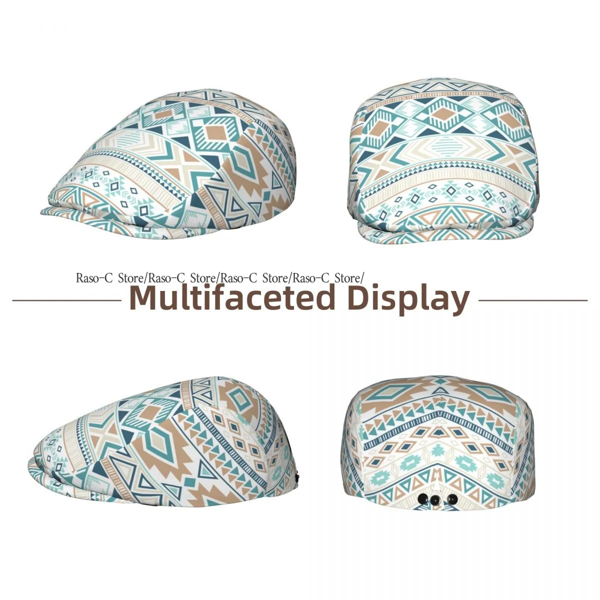 Spring Summer Adult Flat Cap Aztec Tribal Ethnic Geometric Print Unisex Newsboy Ivy Cap Light Thin Forward Beret Outdoor Hat