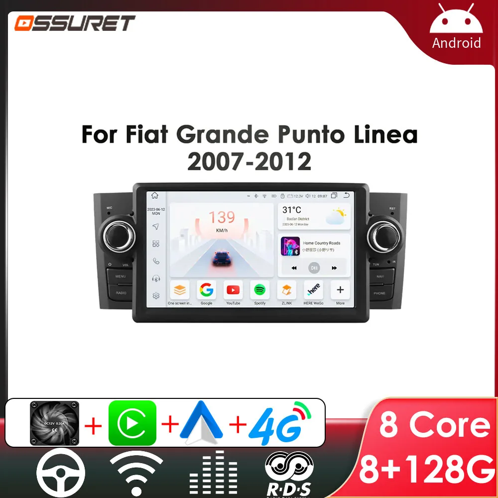7-Zoll-Android-Auto-Multimedia für FIAT Grande Punto Linea 2007-2012 Carplay GPS Stereo Autoradio Player 7862 Intelligenter Bildschirm