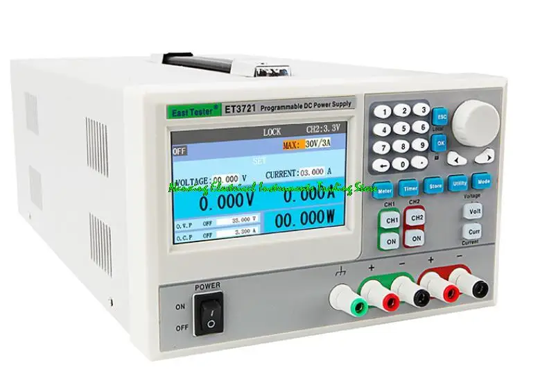 ET3721 fonte de alimentação regulada DC ajustável linear de canal duplo programável de alta precisão 155W30V3A
