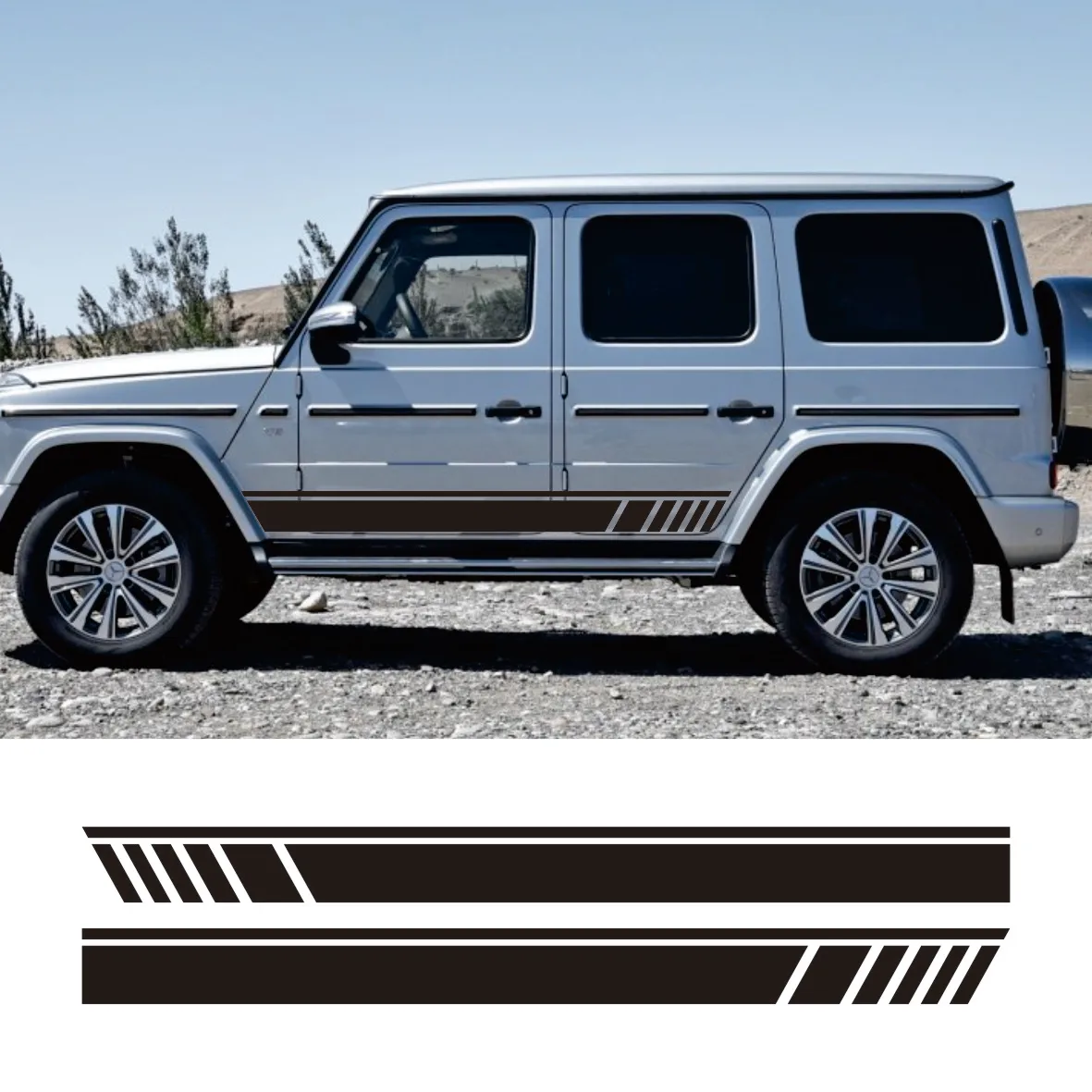 

2pcs Car Decals Side Body Stickers for Mercedes Benz Accessories for G55 G63 AMG W463 G500 Class G350D SUV Stripes Decal Auto