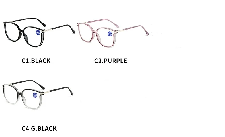 Frauen Lesebrille Große Lila Rahmen Presbyopie Brille Marke Design Anti Blaues Licht Computer Brille Zum Lesen + 1,0 + 1,5 – Detail 3