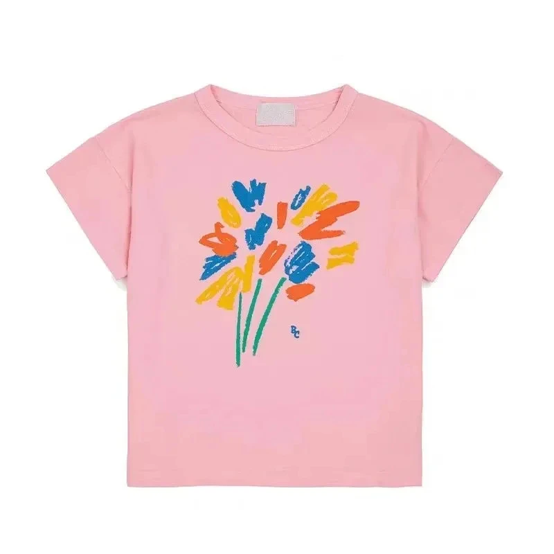 2024 New Summer Kids Classic Face Cotton T-shirt Fashion Brand Kids Boys and Girls Designer Clothing Kids Tops