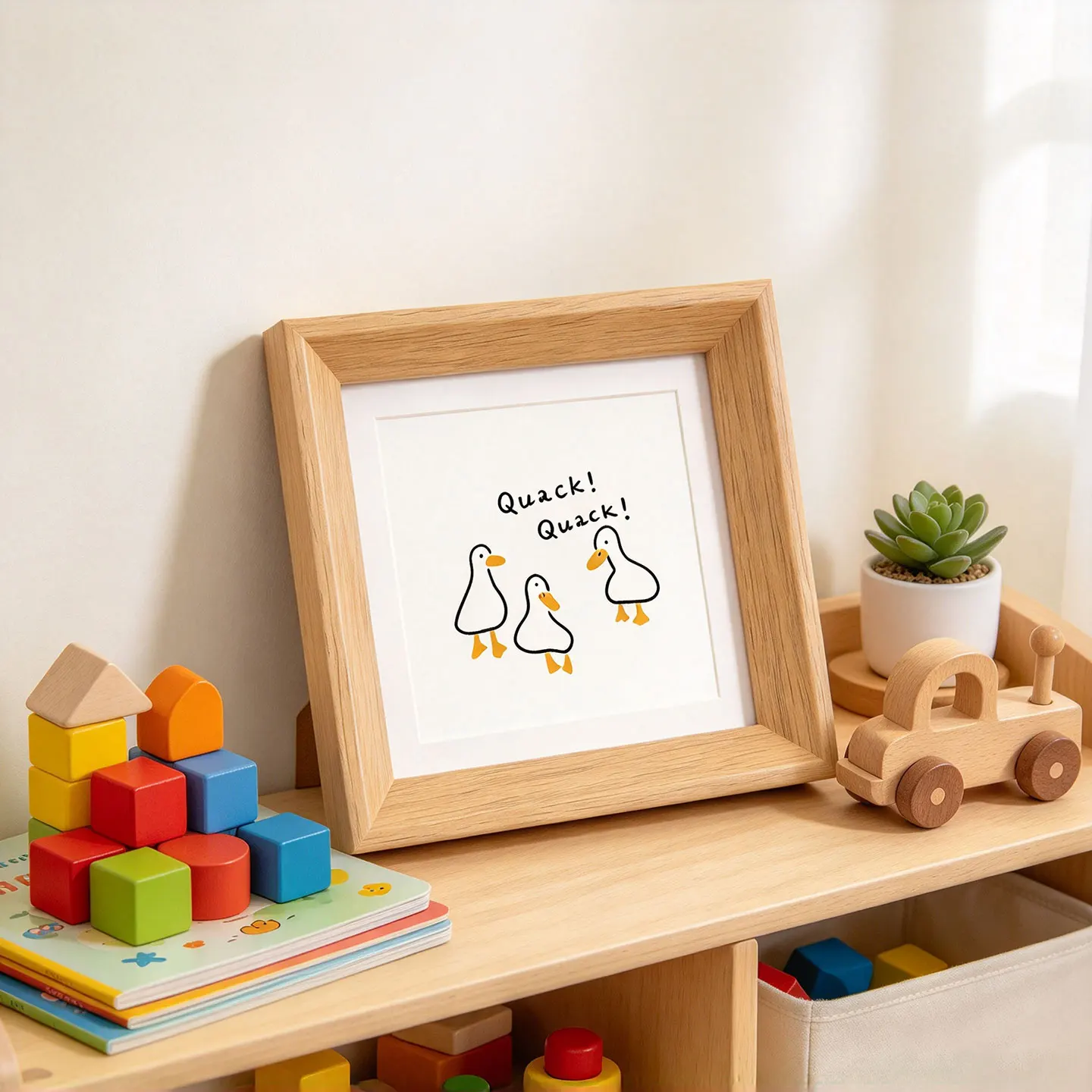 Cute Pet Cartoon Stick Figure Square Desktop Decoration, Desk Ornament for Home & Office，Picture Frame Photo Frame for Tabletop