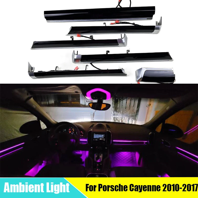 

Inter Door Ambient Light Mirror Cover Adjust Button App Control Car Interior Atmosphere Lamp For Porsche Cayenne 2010-2017