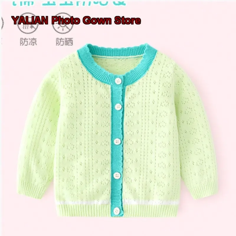 Girls Air-Conditioning Top Thin Breathable Infant Pure Cotton Sunscreen Clothing Baby Summer Ultra-Thin Jacket Kids Knit Cardiga