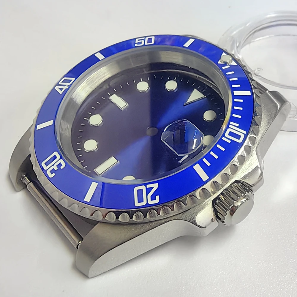 40mm silver case 28.5mm green dial NH35A sapphire glass green ceramic bezel for NH35/36 movement watch accessories assembly tool