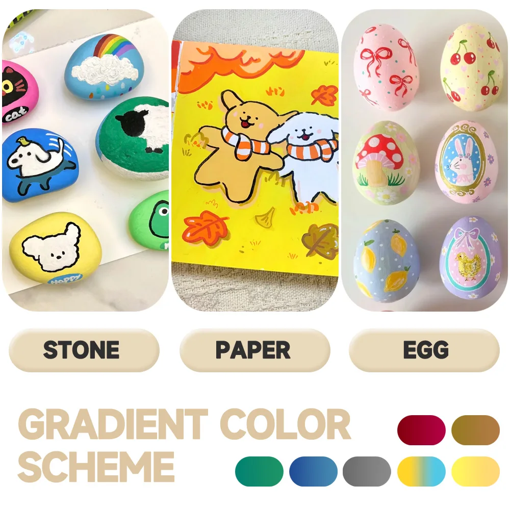 12 Colors Acrylic Markers Soft Brush Pen Tip 7 Color Systems For Drawing Anime Painting DIY Rock Halloween Gifts Art Supplies