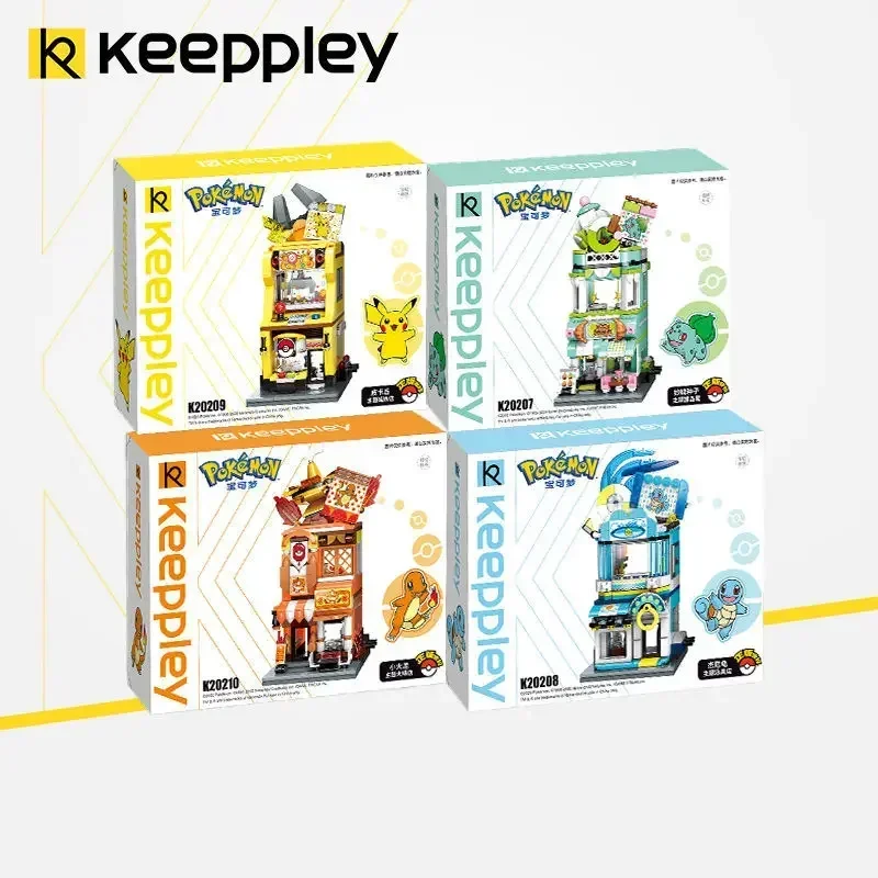 Pokemon Series Building Ornaments Blocks Sets Keeppley Pikachu Pokemon Street View Bricks City Building Toys Gifts Kids