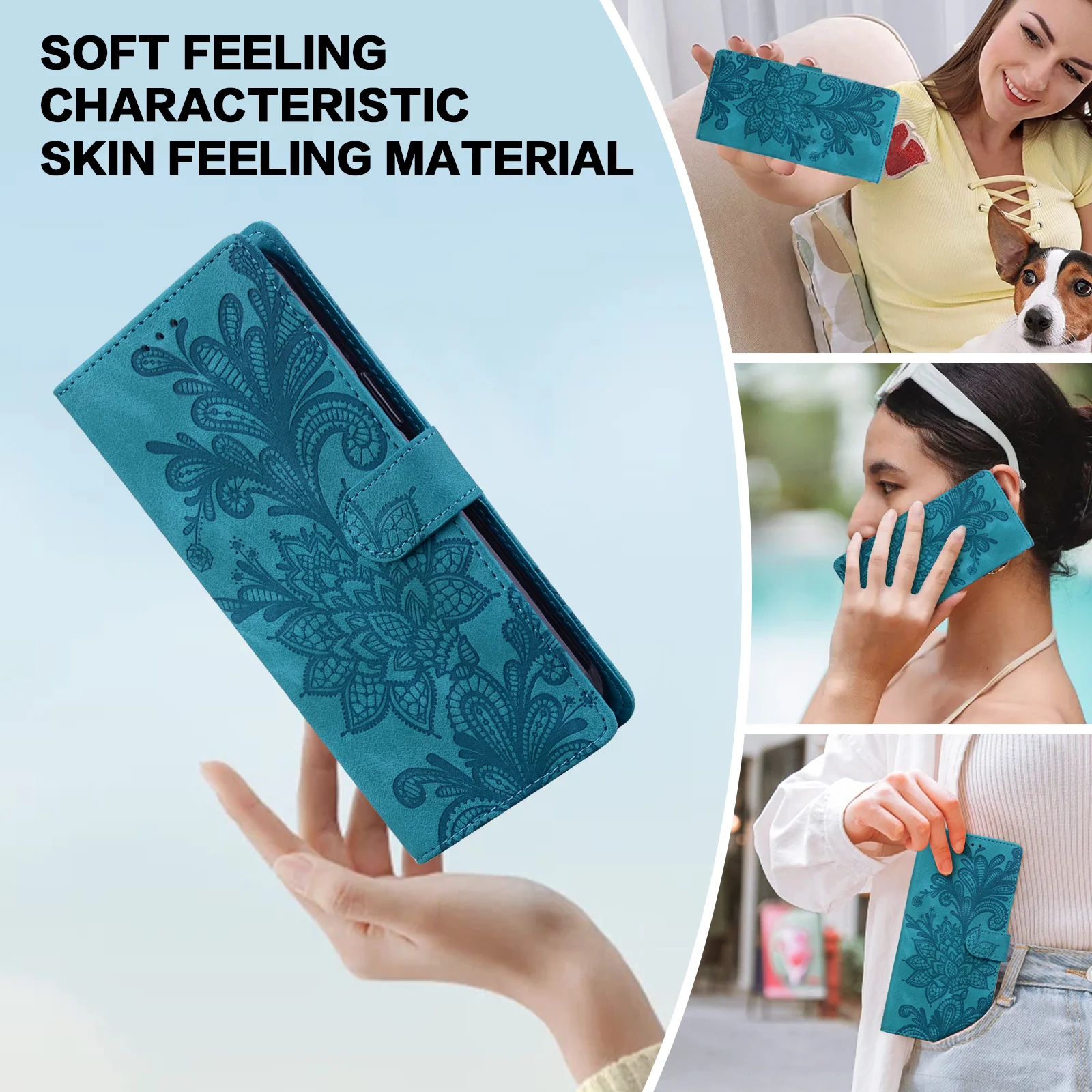 Magnetische Flip-Leder-Mappenhülle für Redmi 14C 14R 13C 12C 10 10C 10A A4 A3 A2 A1 Plus Redmi Note 14 13 Pro Plus 4G/5G – Detail 4