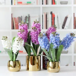 Purple Artificial Hyacinth Flower Arrangement Simulation 3D Printing Feel Green Plant Wedding Photography Prop Home Garden Decor
