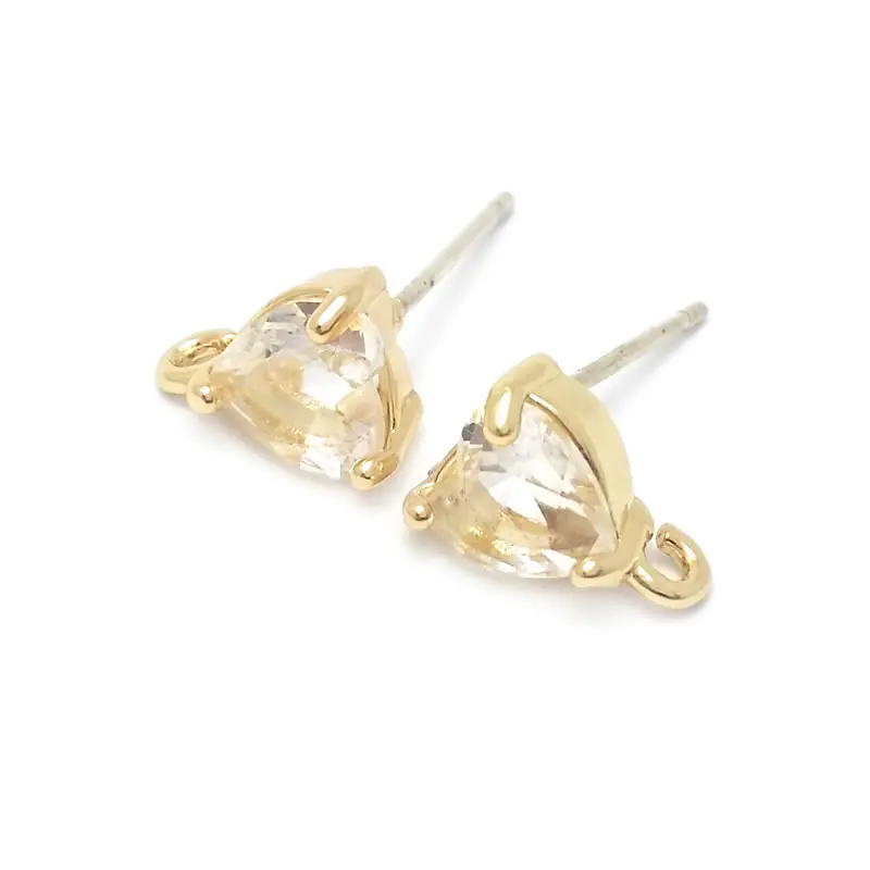 18K Gold Color Brass Glass Rectangle Round Heart Shape Stud Earrings Pins Diy Jewelry Making Earrings Accessories for Women
