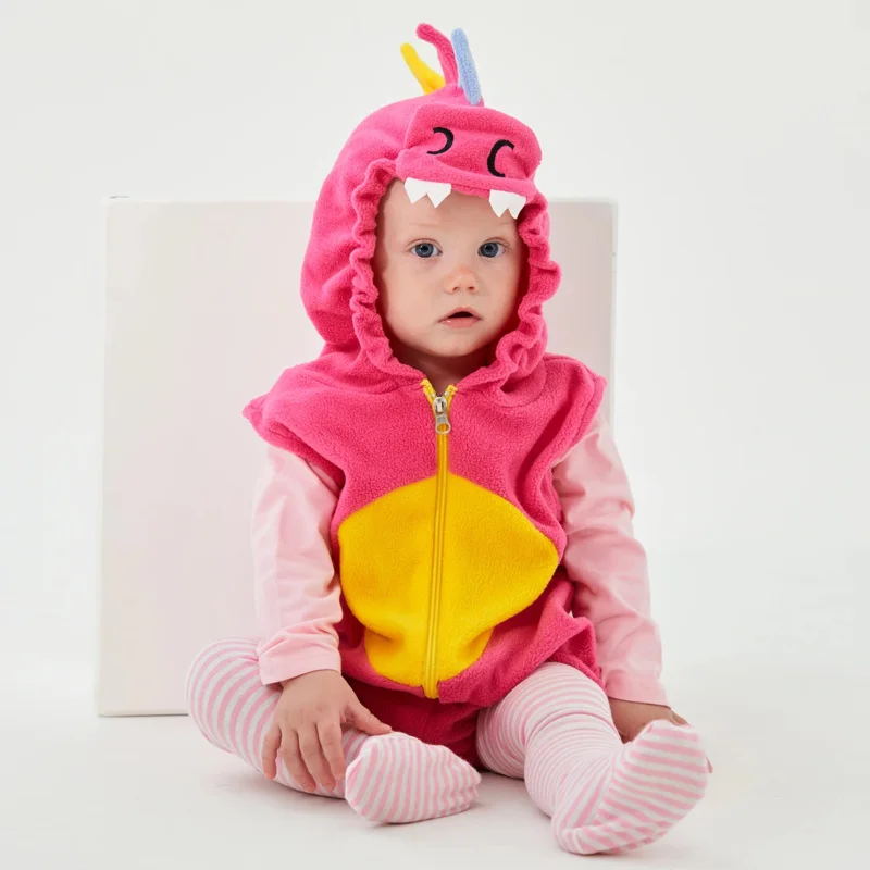 Disfraz de dinosaurio Umorden Cutie Pink Dino para niñas pequeñas, mono con capucha sin mangas, disfraz de cumpleaños de Purim de Halloween O