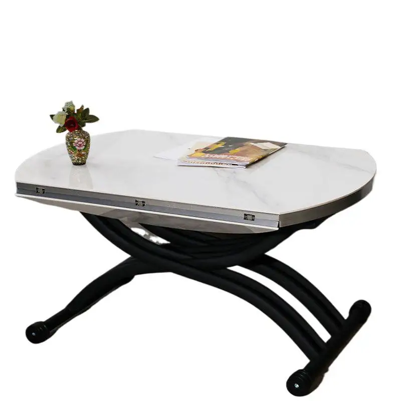 Small apartment coffee table dining table two-in-one dual-purpose lifting rock slab multi-functional living room dining table