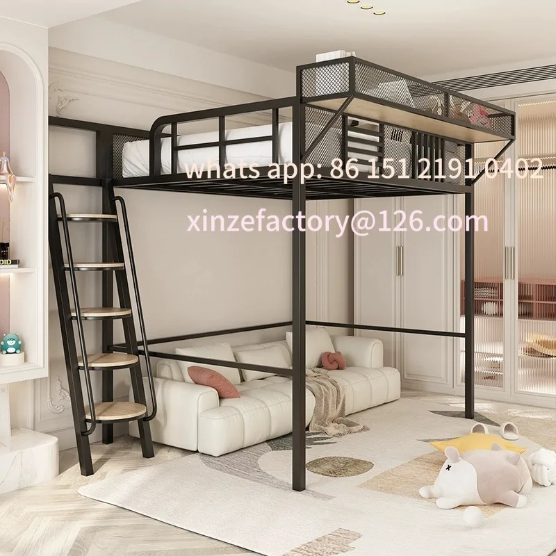 Customizable wrought iron elevated bed sheet, upper bed, empty at the bottom, saves domestic space, hangs on the second floor
