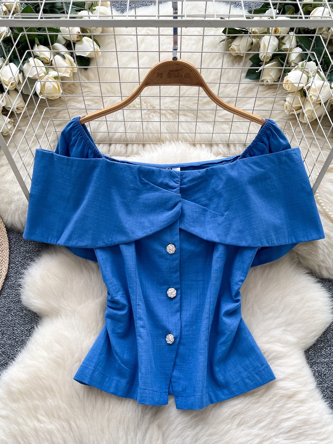 Sli Faionable Colletto monospalla Splice Bottone singolo Slim Fit Donna Estate Versatile Ele irt Commute Sle