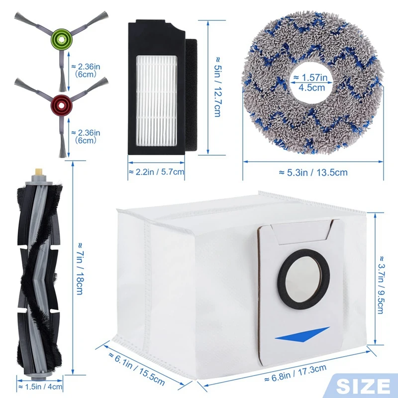 Juego de accesorios para Robot aspirador Ecovacs Deebot X1 Omni X1 Turbo X1 Plus, cepillo principal, cepillo lateral, filtro, bolsa de suelo