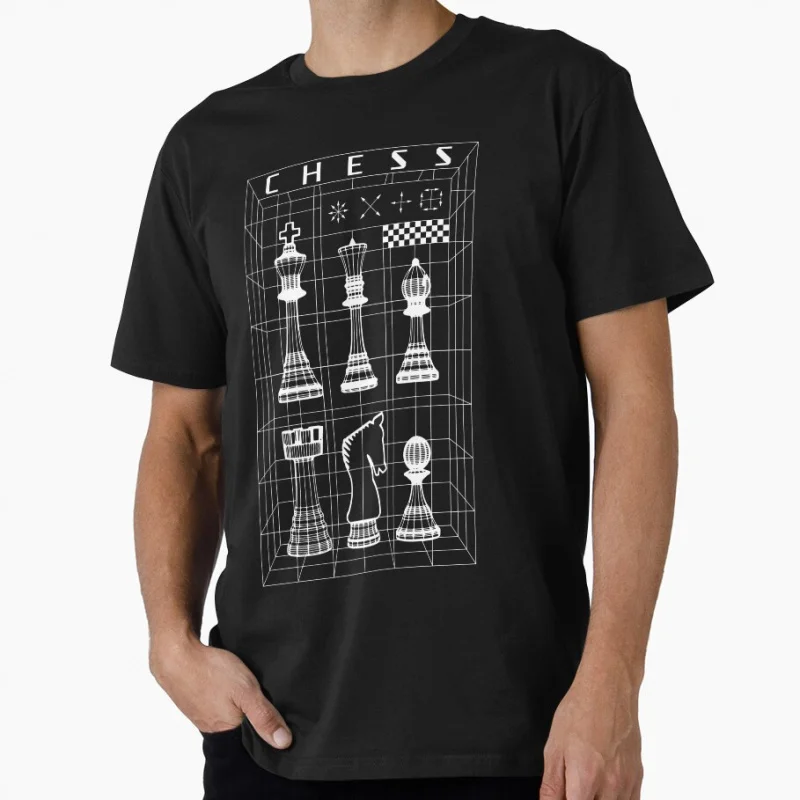 

Chess Player Pieces Set Futuristic Checkmate Wireframe Funny Gift T shirt Large size Tops Game Graphic Print Clothes S-6XL