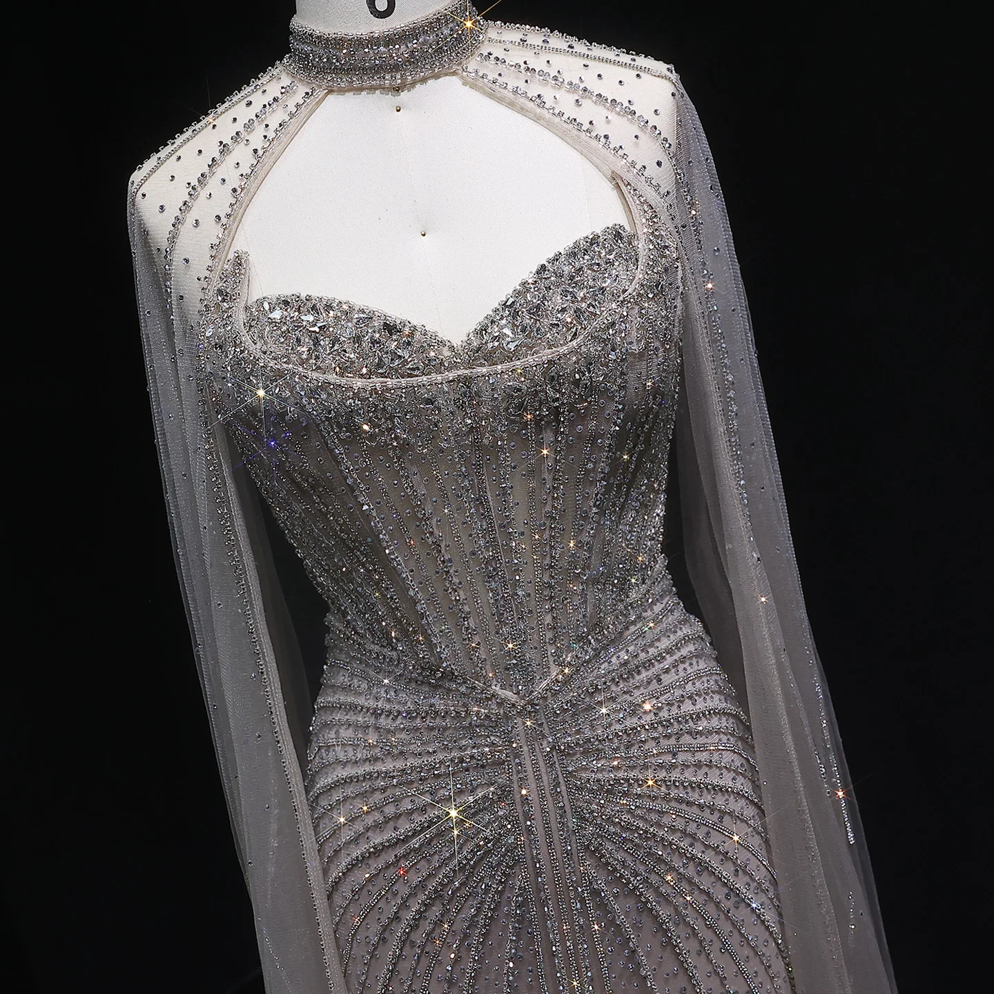 Sharon Said Luxuriöses Weinrotes Abendkleid mit Cape-Ärmeln, Lang, Rosa, für Damen, Hochzeit, Party, Ballkleider, Arabisch, SS156, Maßanfertigung – Detail 17
