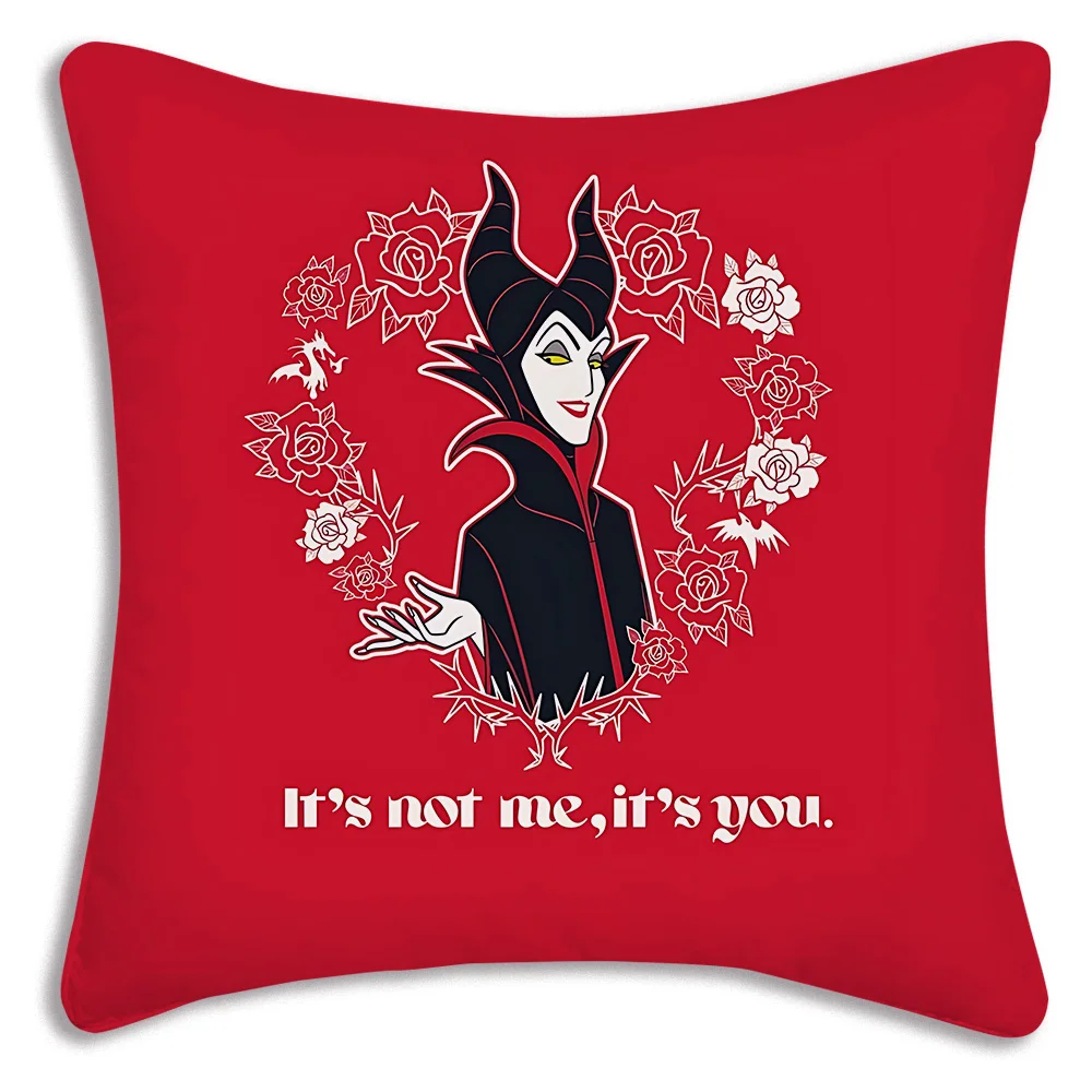 Disney Princess Villains Queen Pillow Covers Cartoon Sofa Decorative Home Double-sided Printing Short Plush Cute Cushion Cover